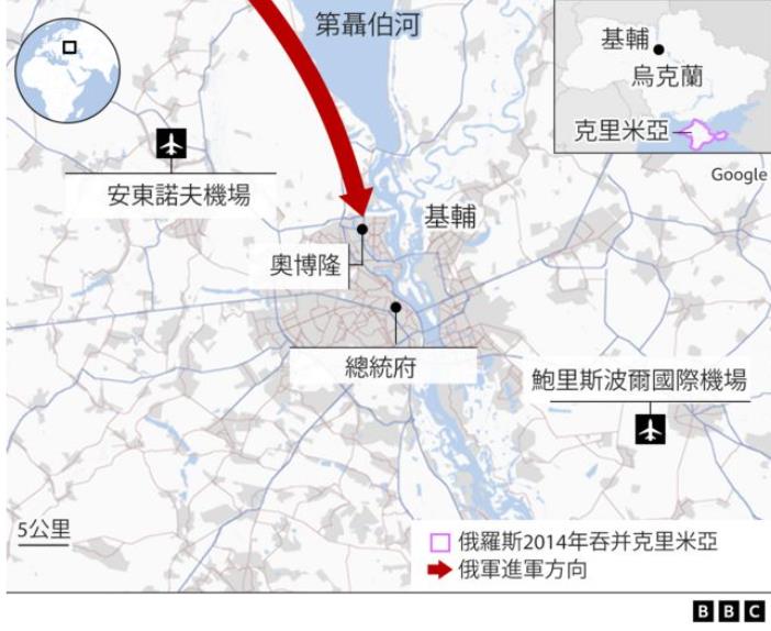 俄军进军基辅市区示意图