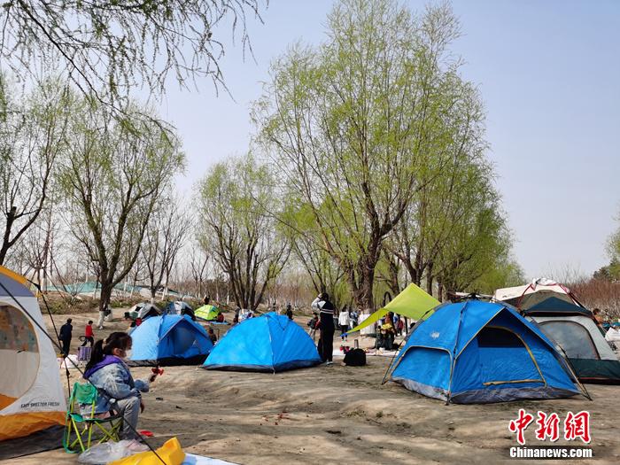 北京玉渊潭公园春和景明，吸引游人流连花海