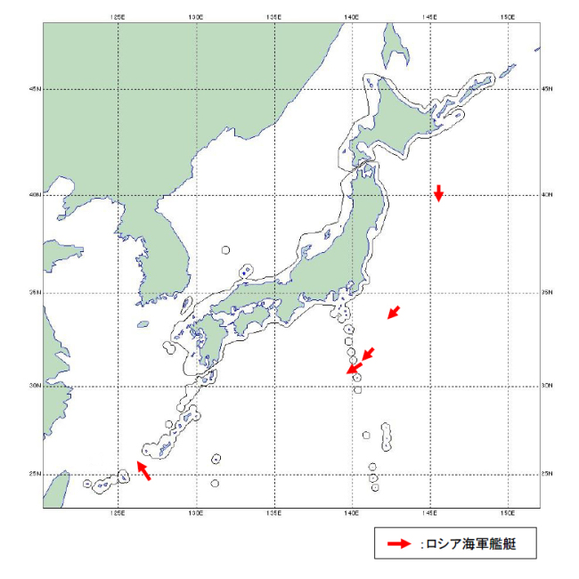 俄海军舰艇行进路线
