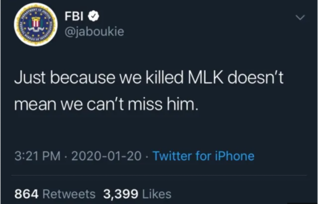 另一个冒充美国联邦调查局（FBI）的账号