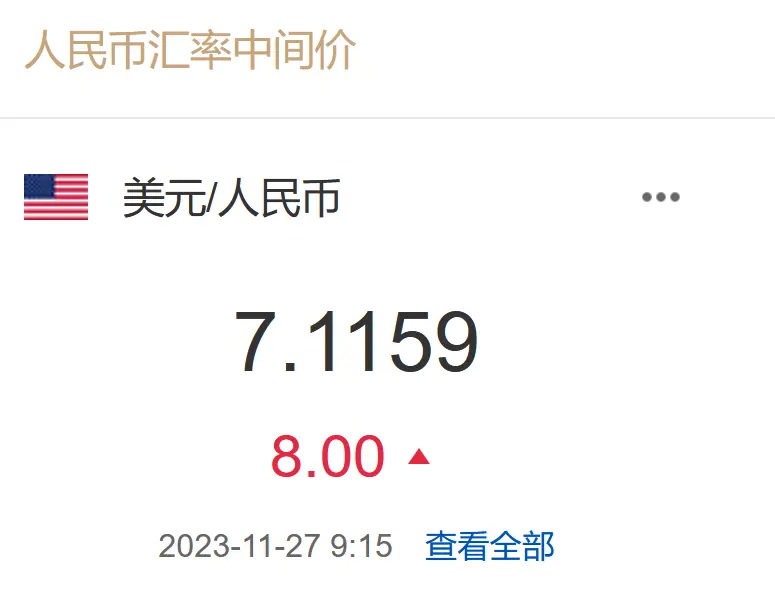 人民币对美元汇率中间价
