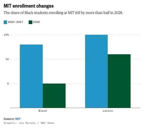 根据MIT最新数据，在2028届新生中非裔约占5%