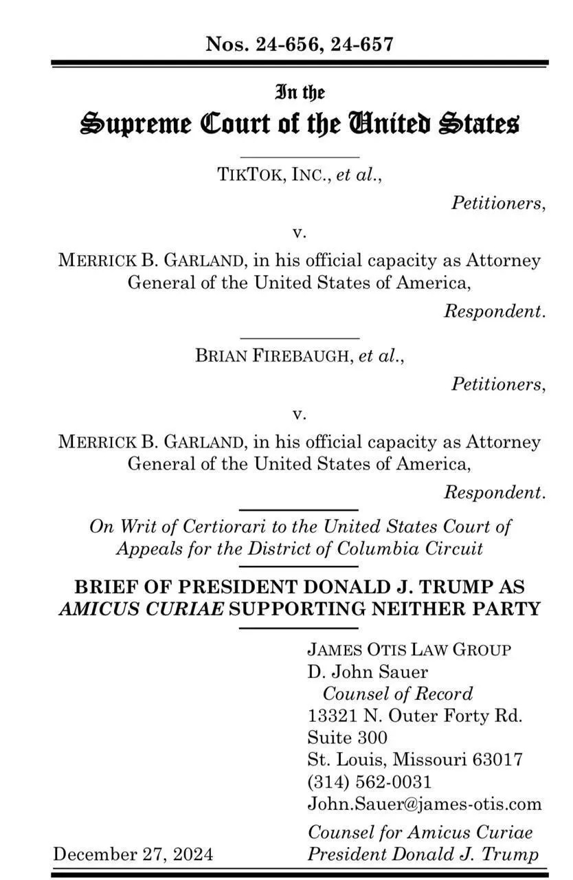 特朗普团队向最高法院提交的“法庭之友简报”中的部分内容