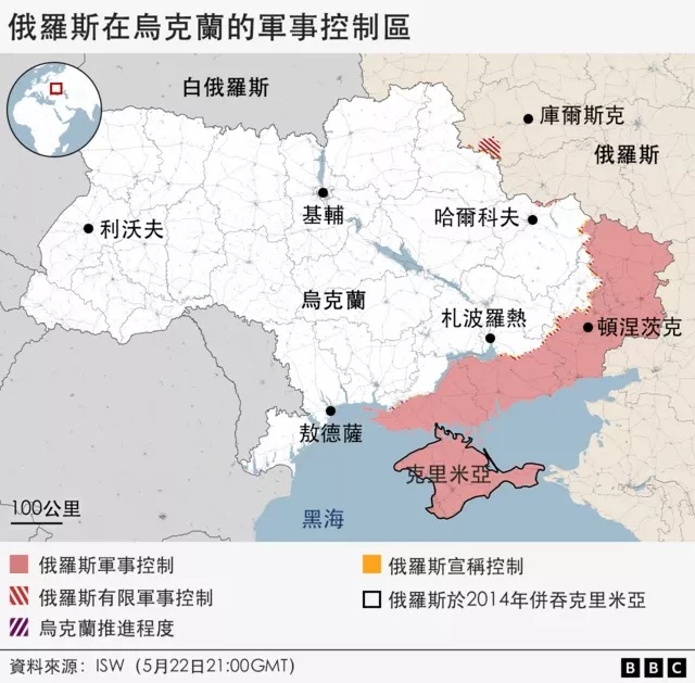 俄罗斯在乌克兰的军事控制区